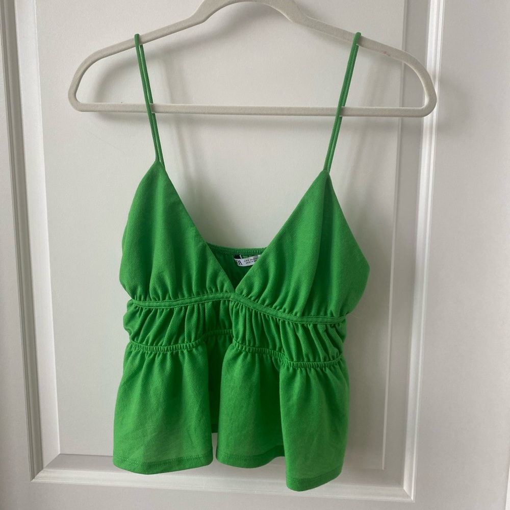 Zara Green Ruffle Top